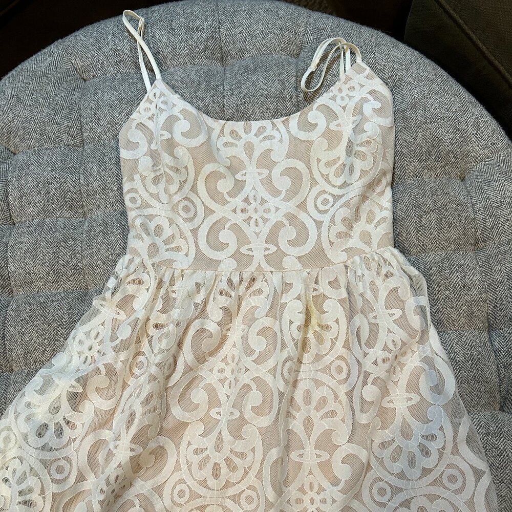 TOBI nude dress with lace overlay